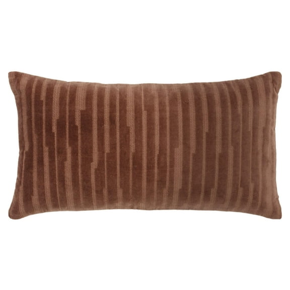 Rizzy Home Brown 14"X26" Transitional EmbroideRed Poly Filled Throw Pillow