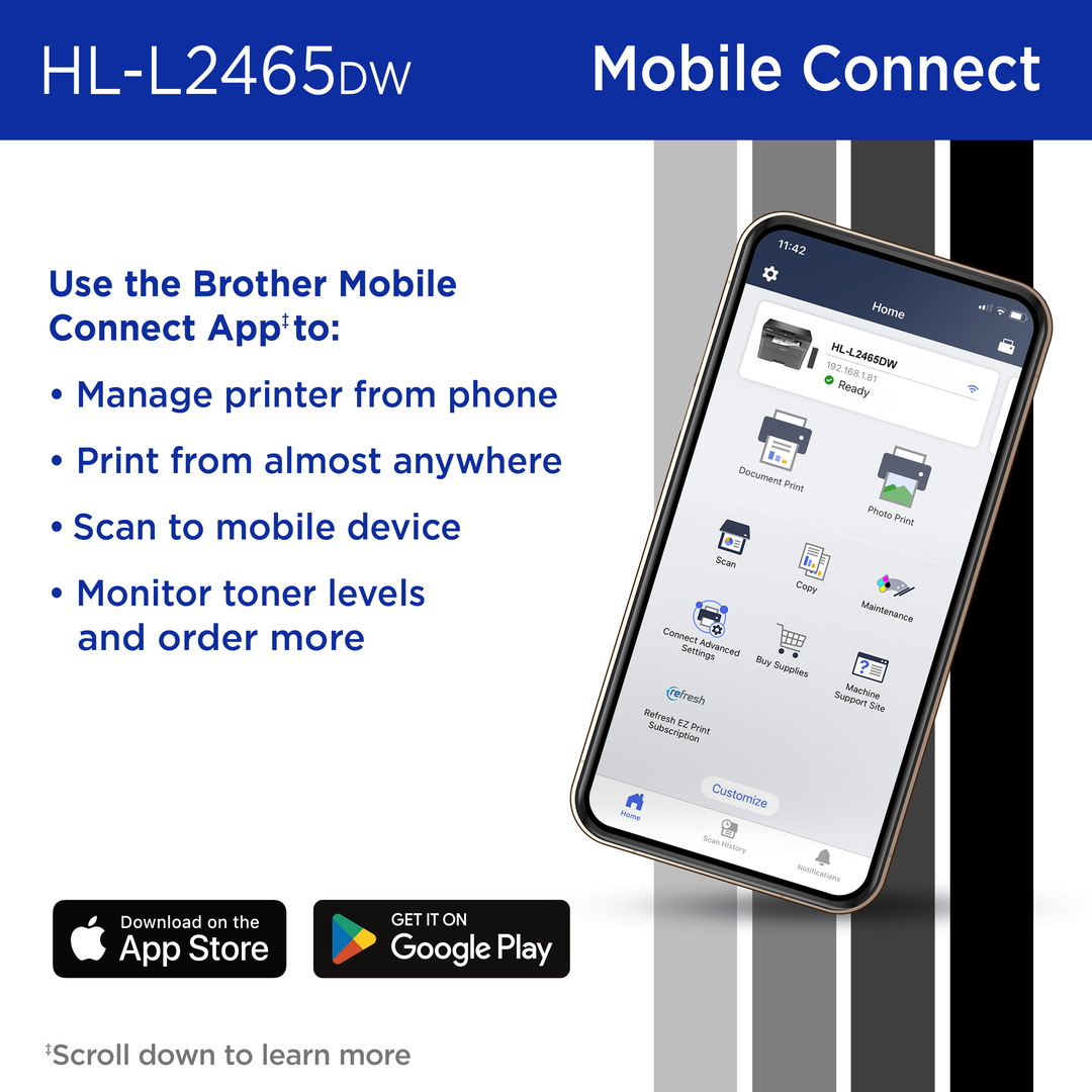 Brother HL-L2465DW Wireless Monochrome Laser Printer photo 7