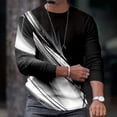 thumbnail image 2 of Leesechin Mens Tops Men Casual Round Neck Short Sleeve Pullover Line 3D Printed T-Shirt Blouse, 2 of 7