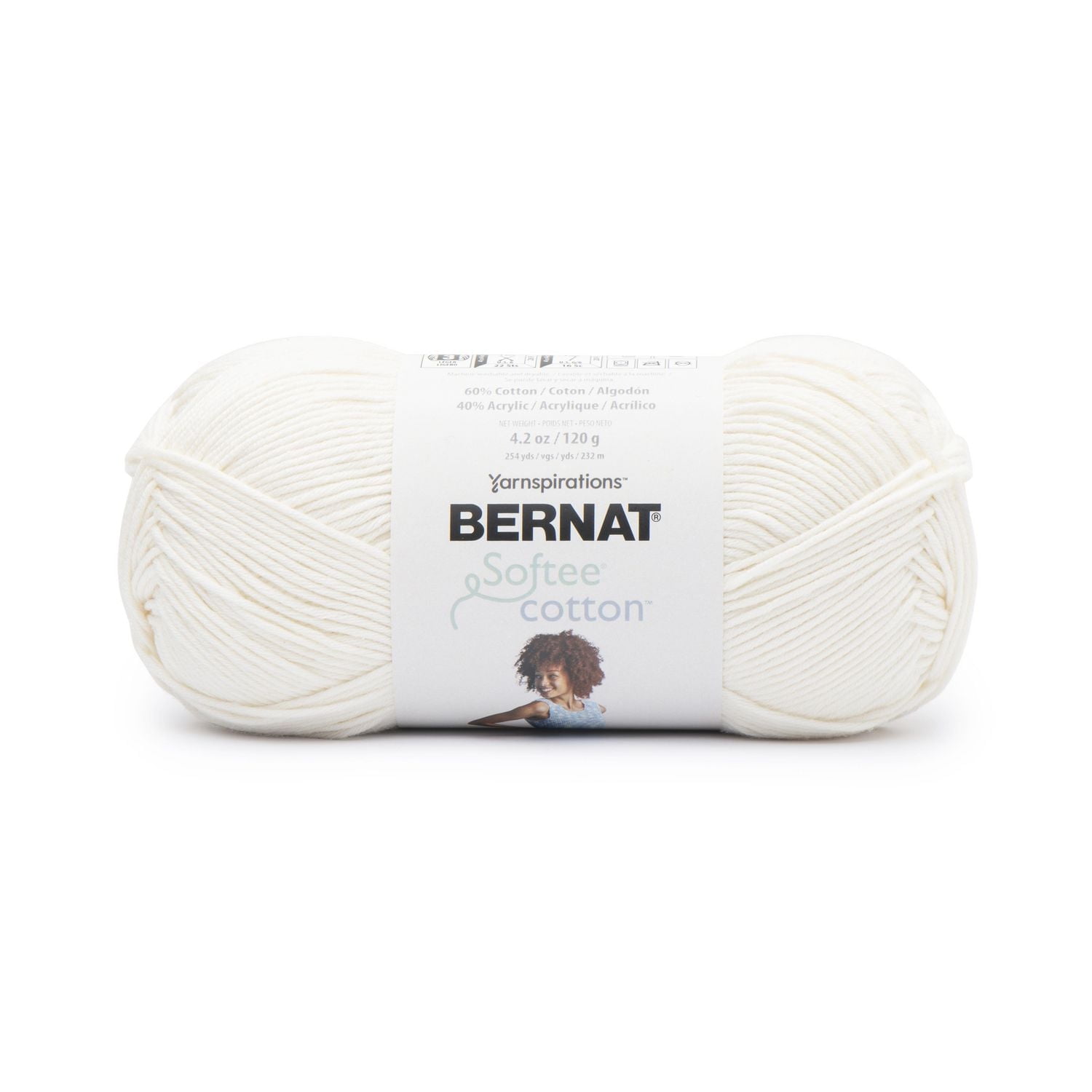 Bernat® Fil Softee® Cotton™, Mélange de Coton #3 Léger, 4,2 Oz/120 G, 254 Yards