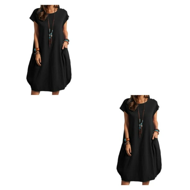 Sonducket Vestido de poliéster para mujer, sin mangas, informal, de verano, transpirable, cuello , bolsillo doble, vestidos de moda para niñas Type9 NO9