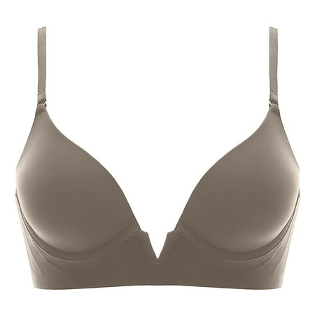 xuapaodt Traceless Lingerie Women s Glossy Bra Anti Droop Adjustable Thin Bra And Bra Coffee L