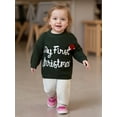 thumbnail image 5 of Qmyliery Baby Girls Knit Sweater Christmas Hat and Letter Embroidery Crew Neck Pullover Long Sleeve Tops, 5 of 9