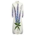 thumbnail image 5 of Blue And Purple Flower Illustration Shirt Dress Long Sleeve Street Fashion V Neck Oversized Casual Dress Women Evening Dress, 5 of 7
