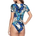 thumbnail image 4 of Naloa Blue and White Butterflies Women's Short-Sleeved Onesie, One-Piece Swimsuit for Parties, dates, clubs - XX-Large, 4 of 9