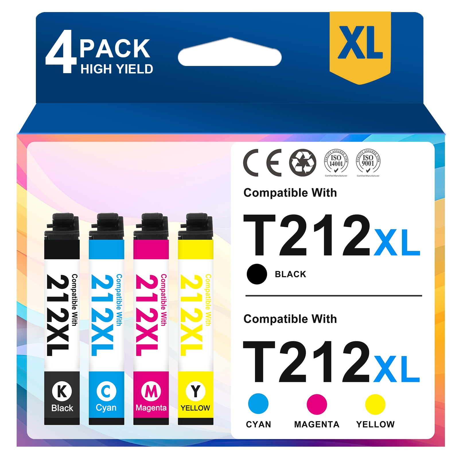 ライブラー.ink Kolor Expert 232XL Ink Cartridges, 4-Pack, Compatible with Epson