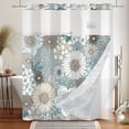 thumbnail image 3 of MIZHONA Rustic Shower Curtain with Snap in Liner,White Dasiy Flower Fabric Bathroom Curtain,71"× 86", 3 of 6