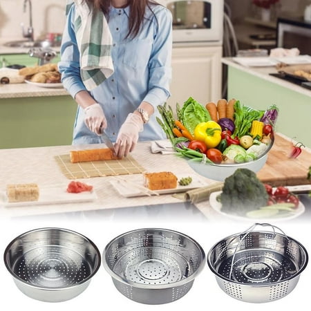 

401 Stainless Steel Steamer Thickened Deepened Vegetables Fruits Drain Basin