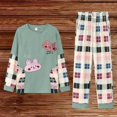 thumbnail image 5 of Fengactive Womens Long Sleeve Pajama Set Round Neck Solid Top and Floral Print Pants with Contrast Patch Pocket Lounge Sleepwear, 5 of 5