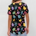 thumbnail image 3 of LTTVQM Women's Easter Scrub Tops Rabbits Eggs Print Happy Short Sleeve Scrub Tops Soft V-Neck Vacation Shirts with Pockets Orange S, 3 of 5