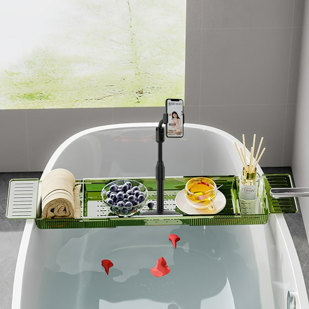 Bathtub Tray&NonSlip Grip Phone/IPad Stand, Fits Most Tubs, Acrylic 30
