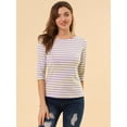 thumbnail image 3 of Dde San Patricio Camisecon mangas de codo pamujer Camisebásiinformal con cuello de barco y corte ajustado Amarillo morado XL, 3 of 6