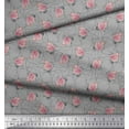 thumbnail image 2 of Soimoi Gray Poly Georgette Fabric Peach Rose Watercolor Print Fabric by Yard 42 Inch Wide, 2 of 3
