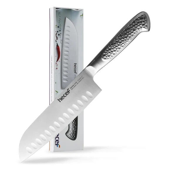 Santoku Knife 7In Kitchen Knife Ultra Sharp Japanese Chef Knife Hammered Steel