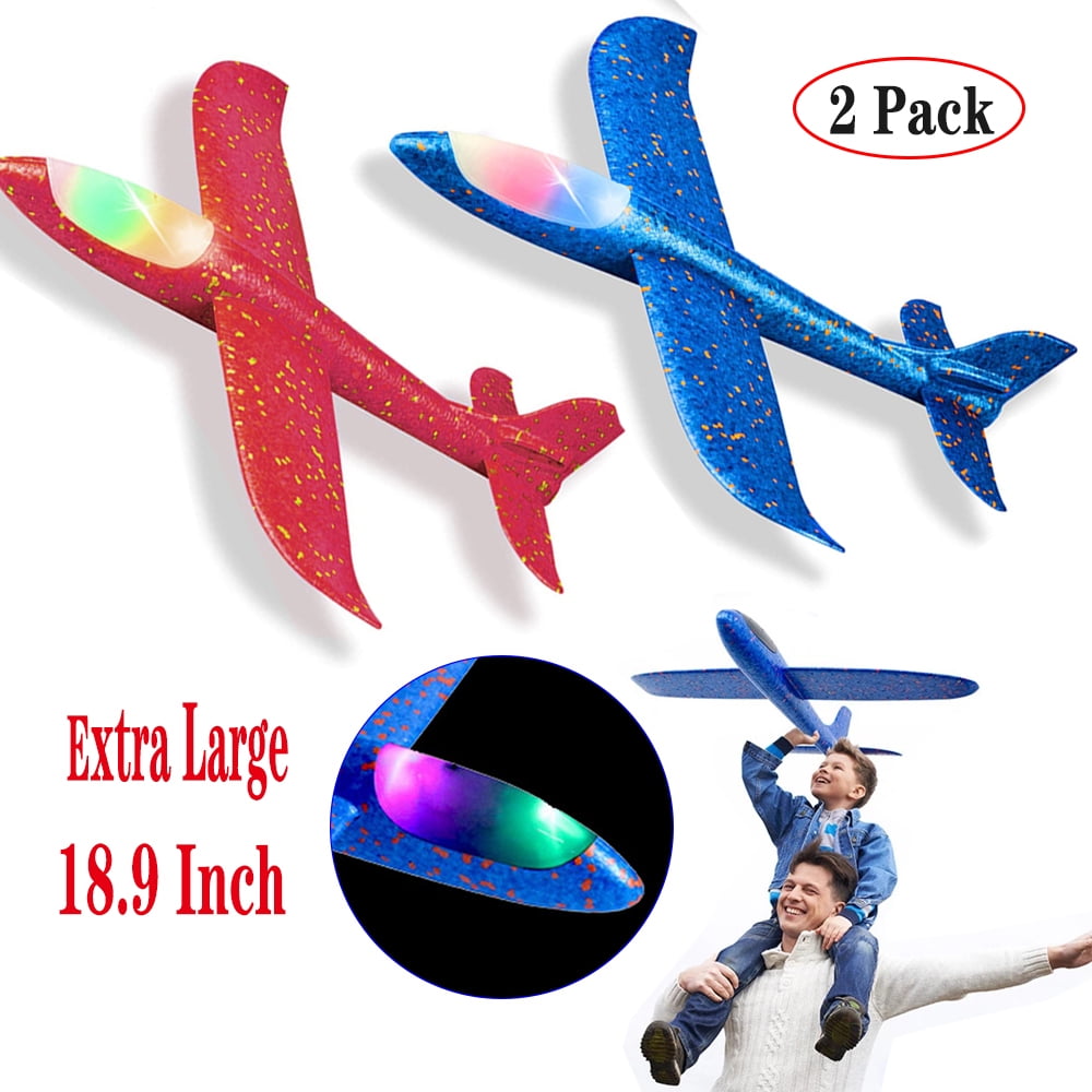 LNKOO 2 Pcs Airplane Toys, Upgrade 18.9" Large Throwing Foam Plane With