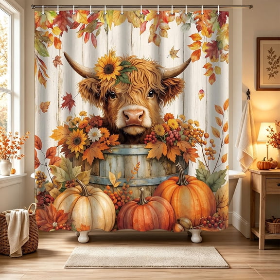 Halloween Shower Curtain Vintage Fall 70.9x59.1in Polyester Waterproof & Quick Dry for Bathroom Bathtub Home Apartment by MPOISVA