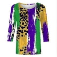 thumbnail image 4 of Women Mardi Gras Tee Shirts Plus Size Masked Graphic Tees 3/4 Sleeve Loose Fitted Tops Comfy Soft Crew Neck Carnival Party Blouse Celebration Outfits, 4 of 6