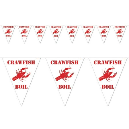 Club Pack Of 12 White And Red Outdoor Crawfish Boil Pennant Banner