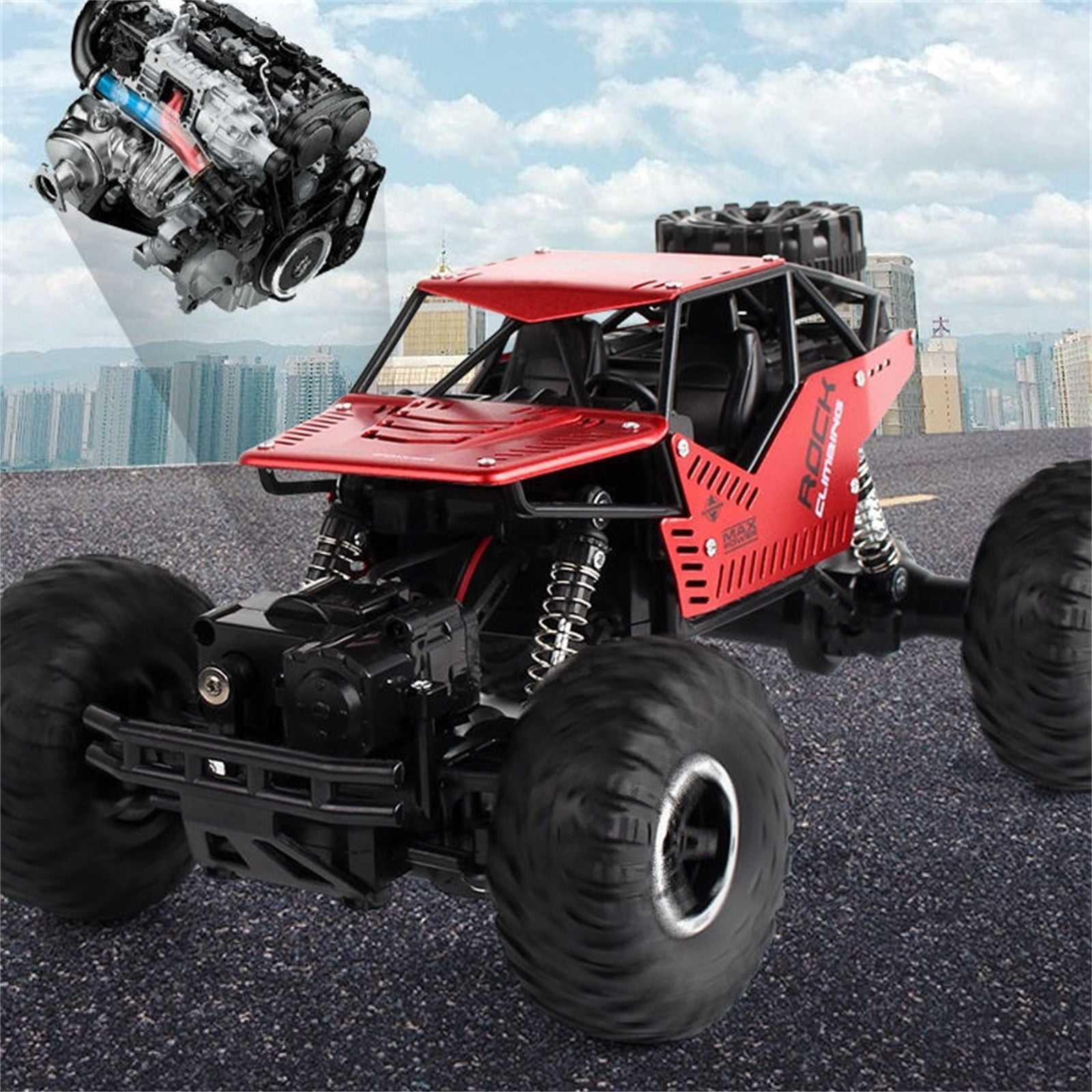 2.4G Tracked off-Road Remote Control Car 360° Rotation Stunt Rc Car with Changeable Tires Fall-Proof and Crash-Proof Rc Vehicle 4Wd All-Terrain Climbing Rc Buggy Gifts for Age 3+(Red)