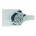thumbnail image 1 of Saying Cutting Board, Penguin Waving His Flipper and Just Smile and Wave Text in the Belly, Tempered Glass Cutting and Serving Board, Wine Bottle Shape, Dark Blue Grey and White, by Ambesonne, 1 of 1