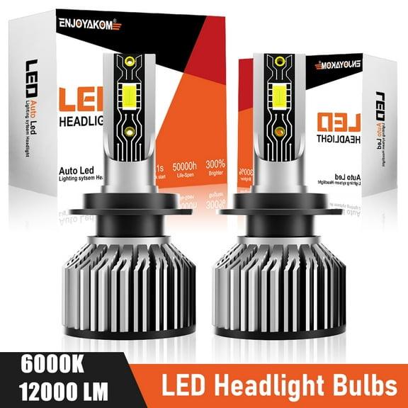 2pcs For Kia Optima 2002-2018 H7 LED Headlight Bulbs, 6000K White 12000 Lumens 600% Brightness H7 LED High Beam/ Low Beam Replace