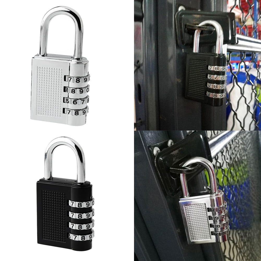 4 Digit Password Code Lock Combination Padlock Resettable for Gate Bag 