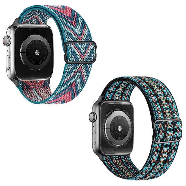 Lot de 2 bracelets extensibles en boucle solo compatibles avec les bracelets Apple Watch 38 mm 40 mm 41 mm, élastiques tressés extensibles réglables en nylon pour femme et homme pour iWatch Series 7/6/5/4/3/2/1 SE (sans mesa). Sailing Electrónica