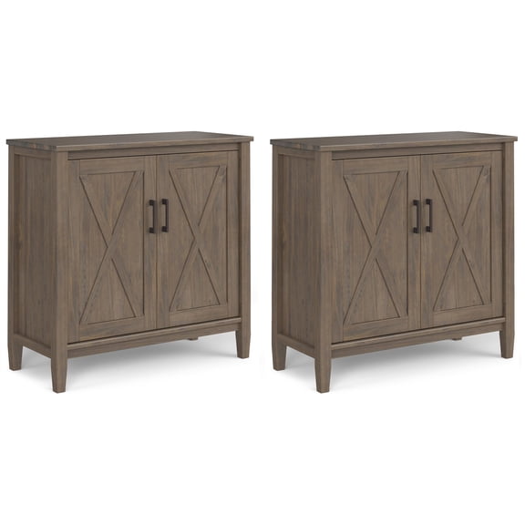 Ela Solid Wood 32 inch Storage Cabinet in Smoky Brown (Set of 2)