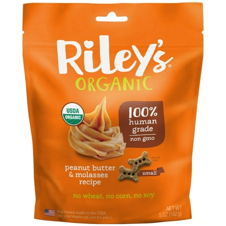 Riley’s Organics, Dog Treats, Small Bone, Peanut Butter & Molasses Recipe, 5 oz (pack of