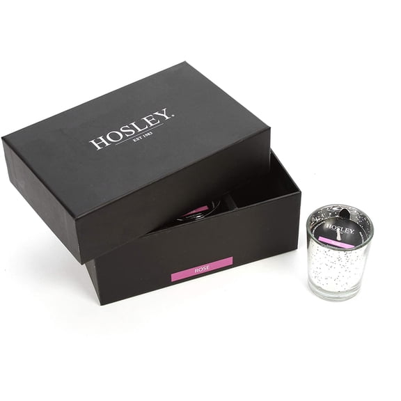 Hosley Set of 6, 4 Hour Burn Time Rose Premium Scented Glass Filled Votive Candles