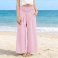 thumbnail image 4 of Grblisyd Girls Pants Size 10-12 Kids Striped Casual Elastic High Waist Cotton Linen Trousers with Pockets, 4 of 6