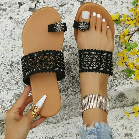 

Herrnalise Summer Women Open Toe Beach Sandals Roman Casual Flat Shoes Slippers Flip Flops Shoes on Clearance Women