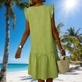 thumbnail image 5 of Vmvidoty Spring Summer Dresses for Women 2026 Crew Neck Cap Sleeve Ruffle Hem Smock Short Casual Beach Dress Green L, 5 of 8