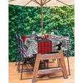 thumbnail image 3 of Fsddascl Red Grey Checkered Outdoor Tablecloth - 54x80 Inch Rectangle Dining Table Cover, Farmhouse Animals Tree Retro Waterproof Outdoor Table Cloth with Umbrella Hole & Zipper for Picnic/Patio, 3 of 7