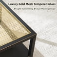 thumbnail image 3 of Leumius Modern Square Coffee Table, 27.6" Crisp Metal Frame, Luxe Gold Glass Top for Living Room Office Black, 3 of 8