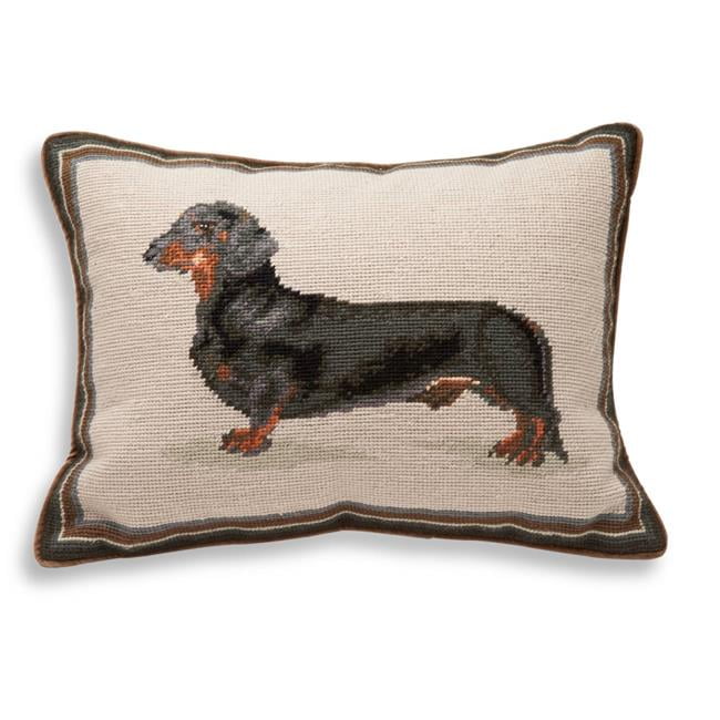 Dachshund Needlepoint Pillow