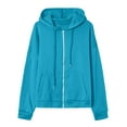 thumbnail image 5 of Qwertyu Womens Hoodies Full Zip Up Jackets with Pockets for Women Cotton Plain Hoodie Outwear Drawstring Hooded Sweatshirt Coat Sky Blue L, 5 of 5
