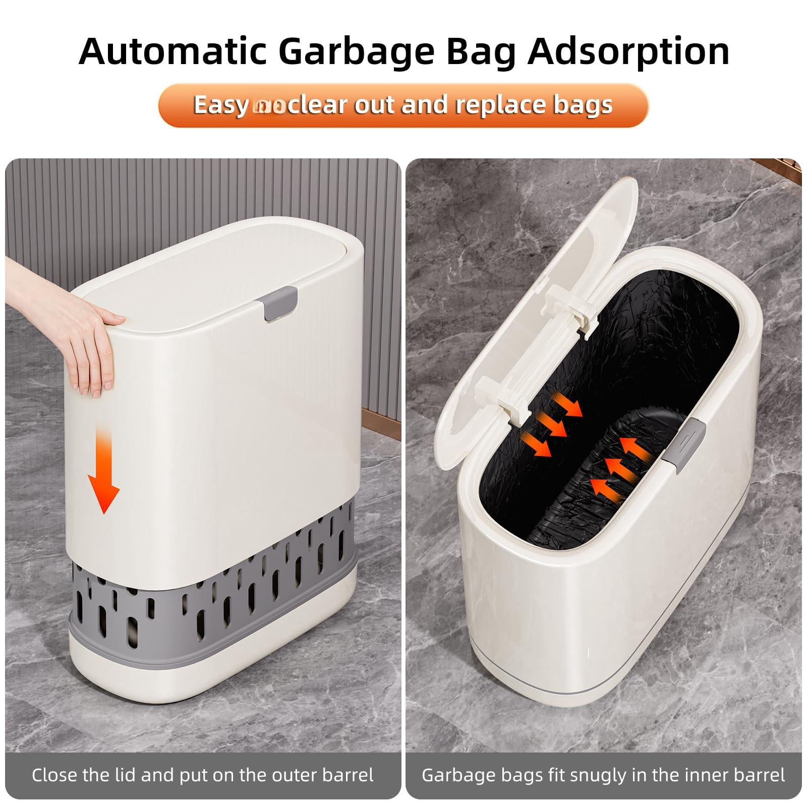 Garbage Can With Lid 2.6 Gallon Slim Plastic Wastebasket
