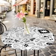 thumbnail image 6 of Black White Video Game Round Tablecloth for 36-44 Inch Tables,Fitted Table Cover with Elastic Edge,Console Computer Gaming Sketch Style Waterproof Outdoor Table Cloth Protector for Patio Dinner, 6 of 9