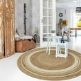 thumbnail image 3 of Ripaz Vogue Jute Rug Hand Woven Round Beige + White Border Living Room Area Rug, Farmhouse Rug (11 Feet Diameter), 3 of 5
