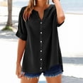 thumbnail image 3 of Button Down Shirts for Women! Comdrip Loose Shirt Top Stand Solid Color Sleeve Collar Casual Women's Shirt Women's Shirt Womens Button Down Shirt Black 4XL, 3 of 9