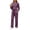 Purple, variant on Matching Sets Women Clothing Solid Color Henley Neck Button Top & Drawstring High Waist Wide Leg Pants with Pockets for Daily Wear