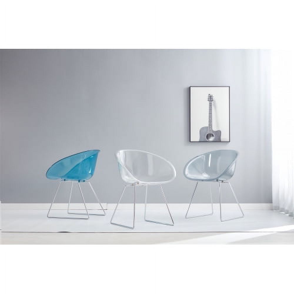 Transparent Semicircle Side Chair, Dinning Chair, 2 pc per set, Modern Acrylic Chairs, Contemporary Side Chair, for Living Room, Dining Room, for Outside Inside, Transparent - image 2 of 7