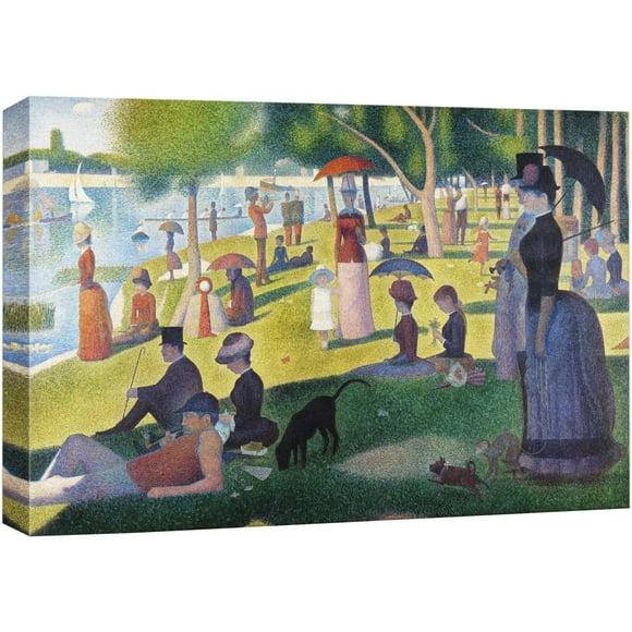 wall26 Impression sur Toile la Grande Jatte par George Seurat Illustrations Culturelles Historiques Art Fin Traditionnel Multicolore Coloré pour Salon, Chambre, Bureau - 16"x24 Pouces
