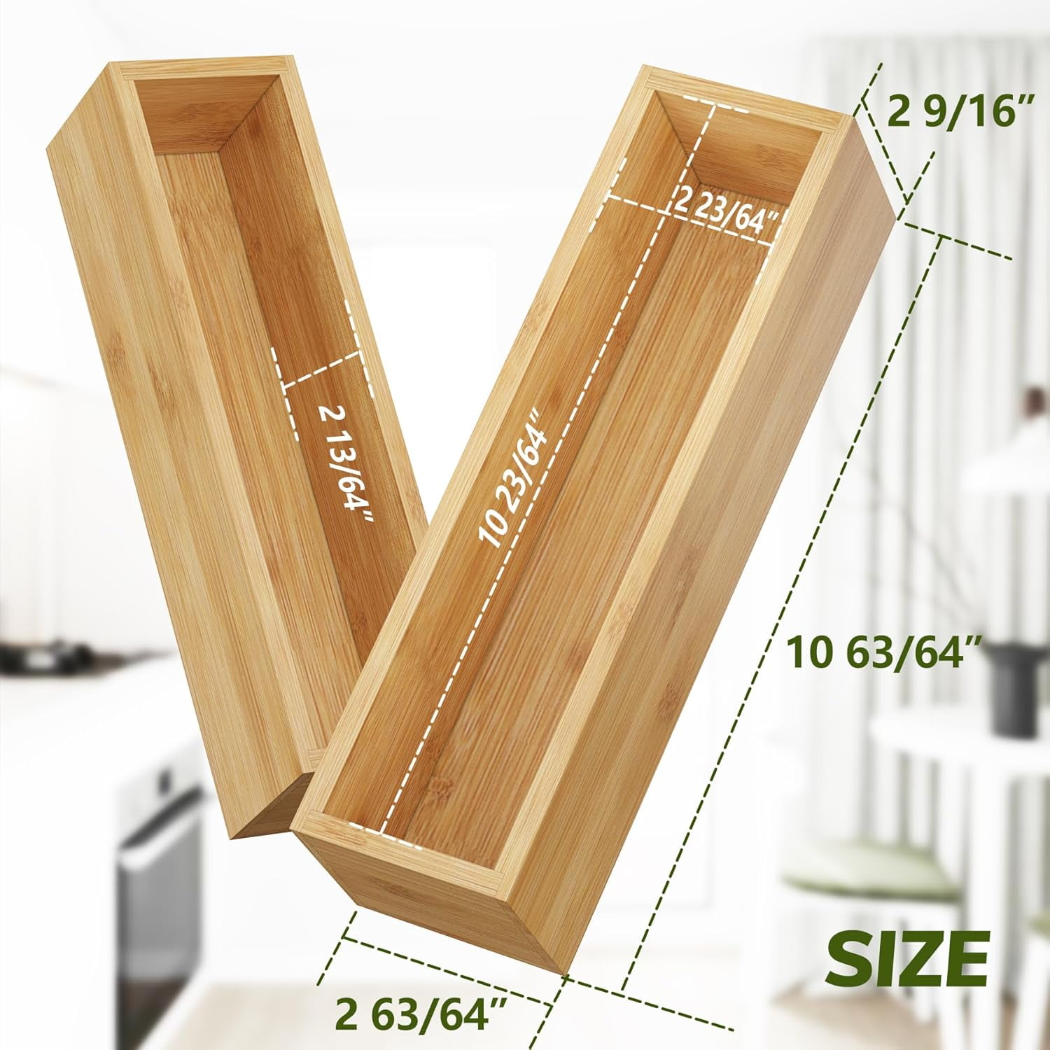 Kitchen drawer organizer, small silverware drawer organizer, bamboo utensil organizer, suitable for bathroom, changing room, office, storage room (natural color, 11