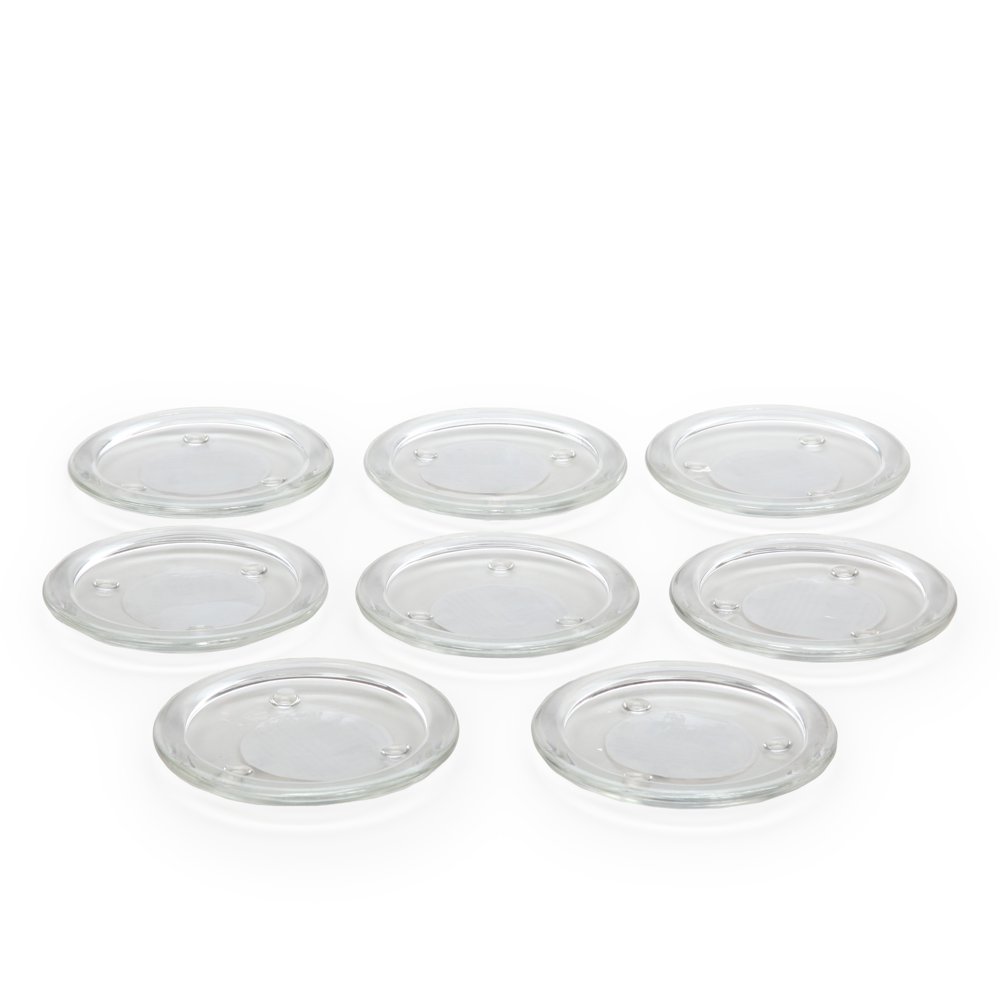 Hosley's Set of 8, Clear Glass Pillar Candle Plates