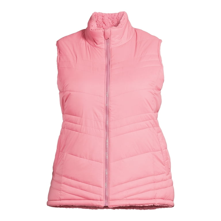 Reversible Puffer Vest for Women, Two-Tone with Pockets and