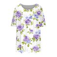 thumbnail image 5 of cocolona Womens Plus Size Summer Tops Crew Neck Short Sleeve Front Pleated T-shirts Casual Loose Floral Print Tees Blouse, 5 of 6
