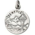 thumbnail image 1 of Sterling Silver 18" 1.2mm Box Chain City Of Seattle City Of Goodwill Two Sided Pendant Necklace, 1 of 2