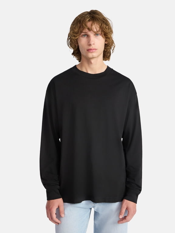 Cotton Oversized Long Sleeve Tee, Men's & Big Men's